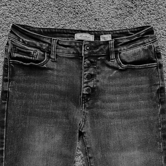 KanCan Black Washed Ankle Skinny Jeans Mid-Rise Button-Fly Frayed Hem Women’s 28 - Picture 5 of 16